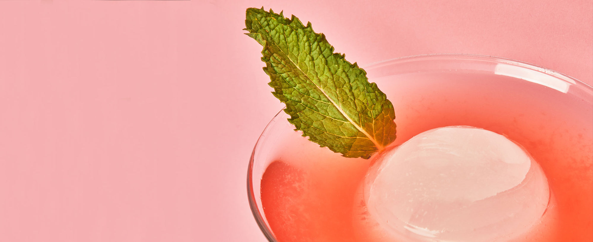 A close-up image of the Strawberry Margarita featuring a mint garnish.