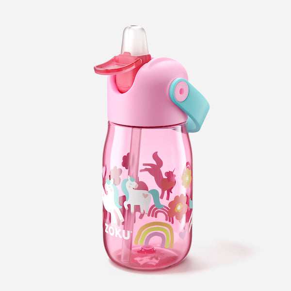Kids Flip Straw Bottle Pink Unicorn – ZOKU - Main Image