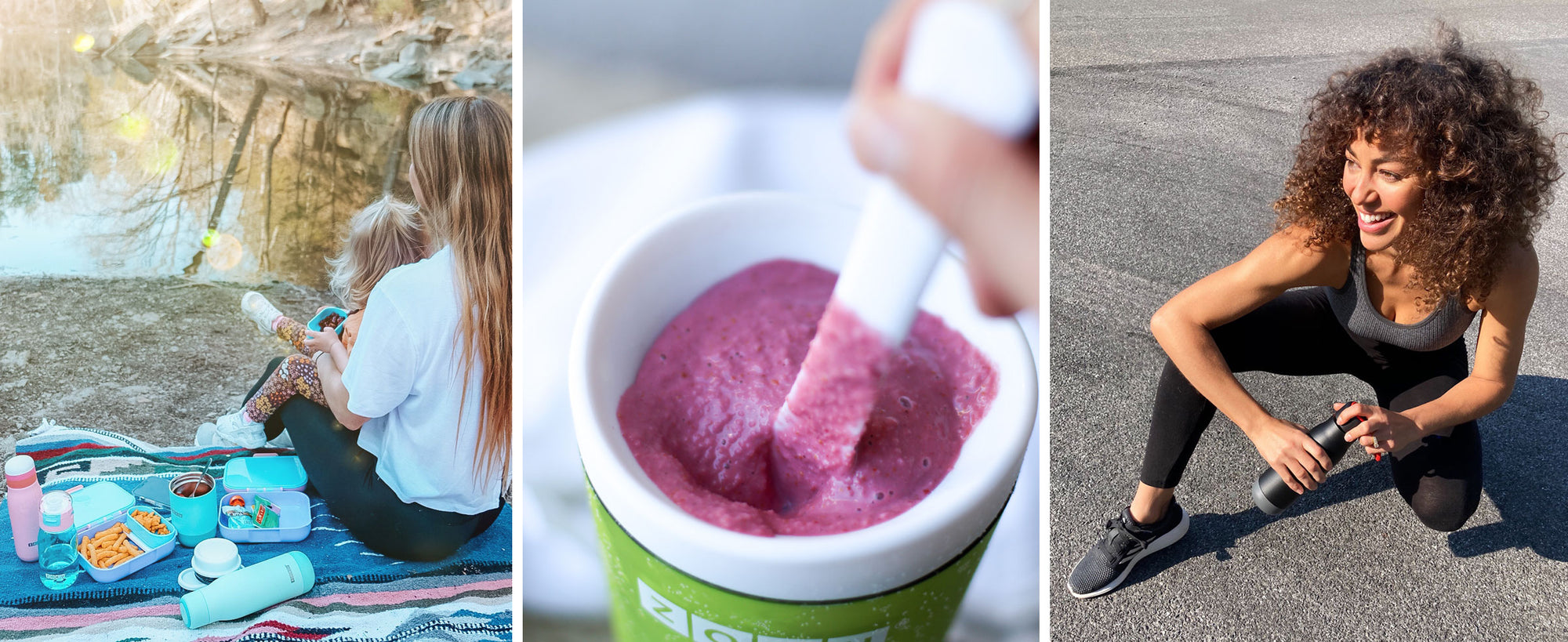 A triptych of 3 influencer-created images featuring ZOKU's products.