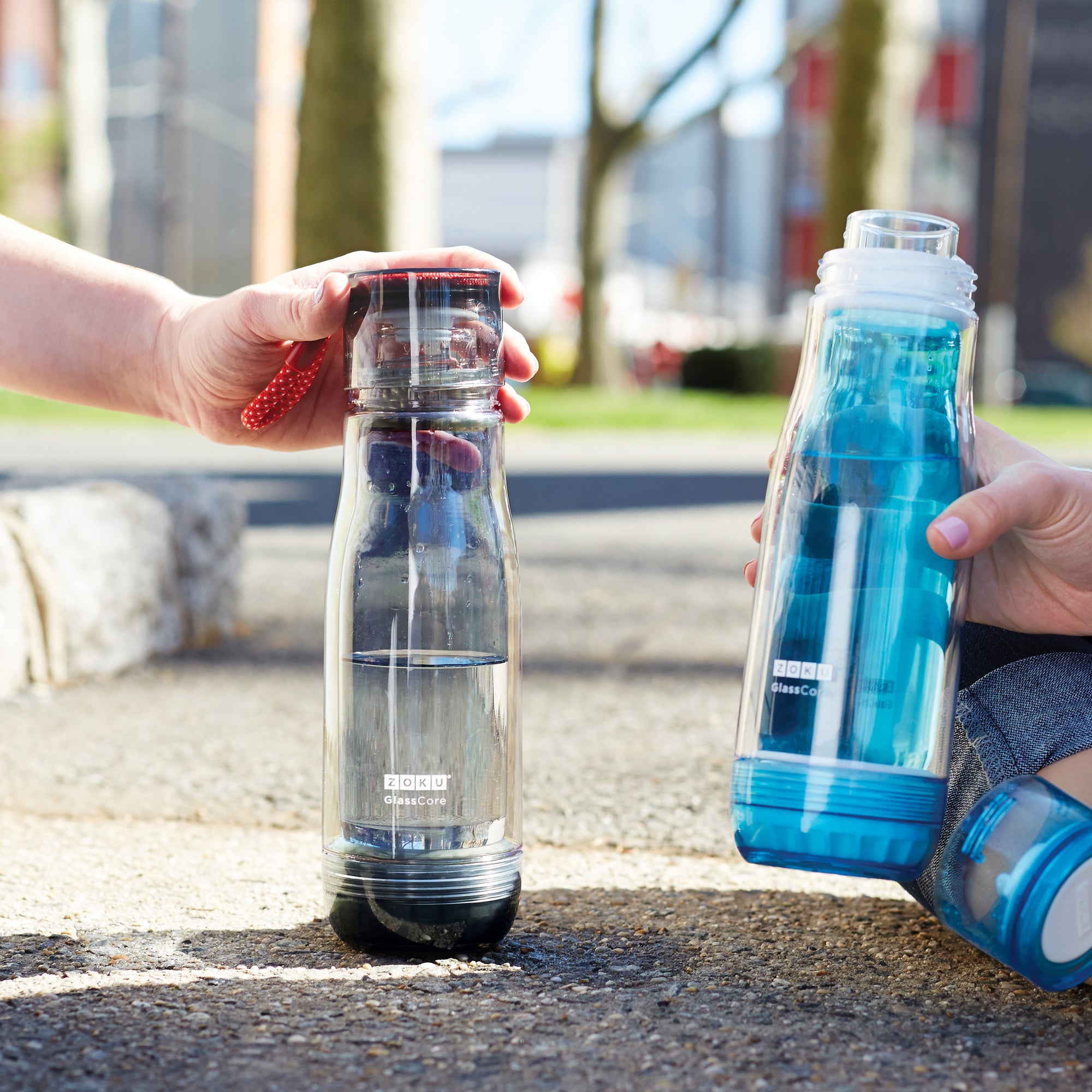 16oz Grey Glass Core Bottle - Red