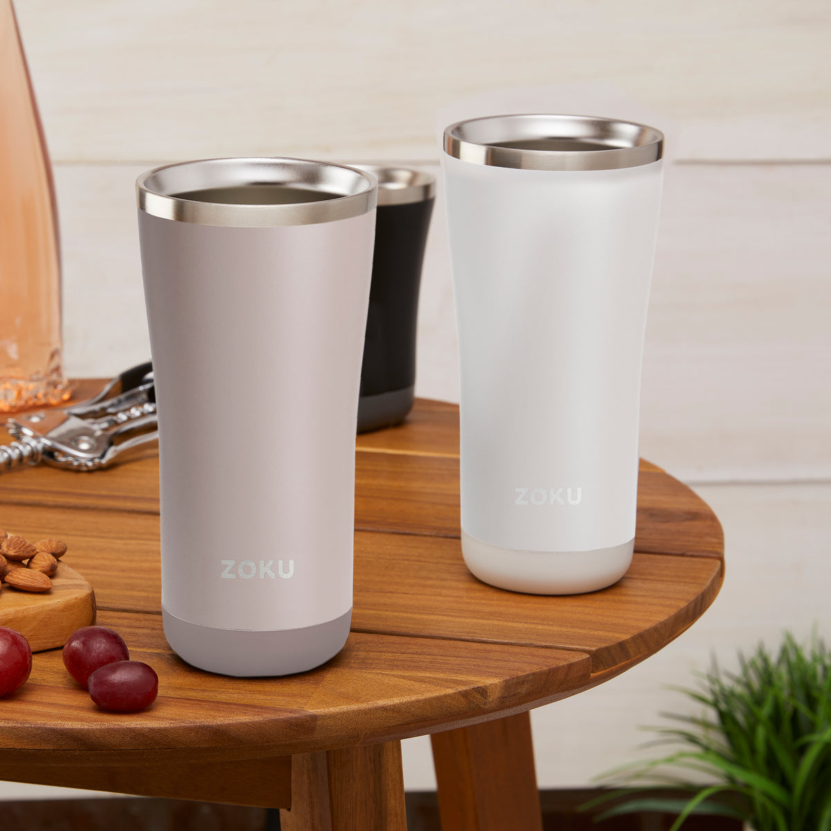 20oz Stainless Steel 3-in-1 Tumbler - Ash and White