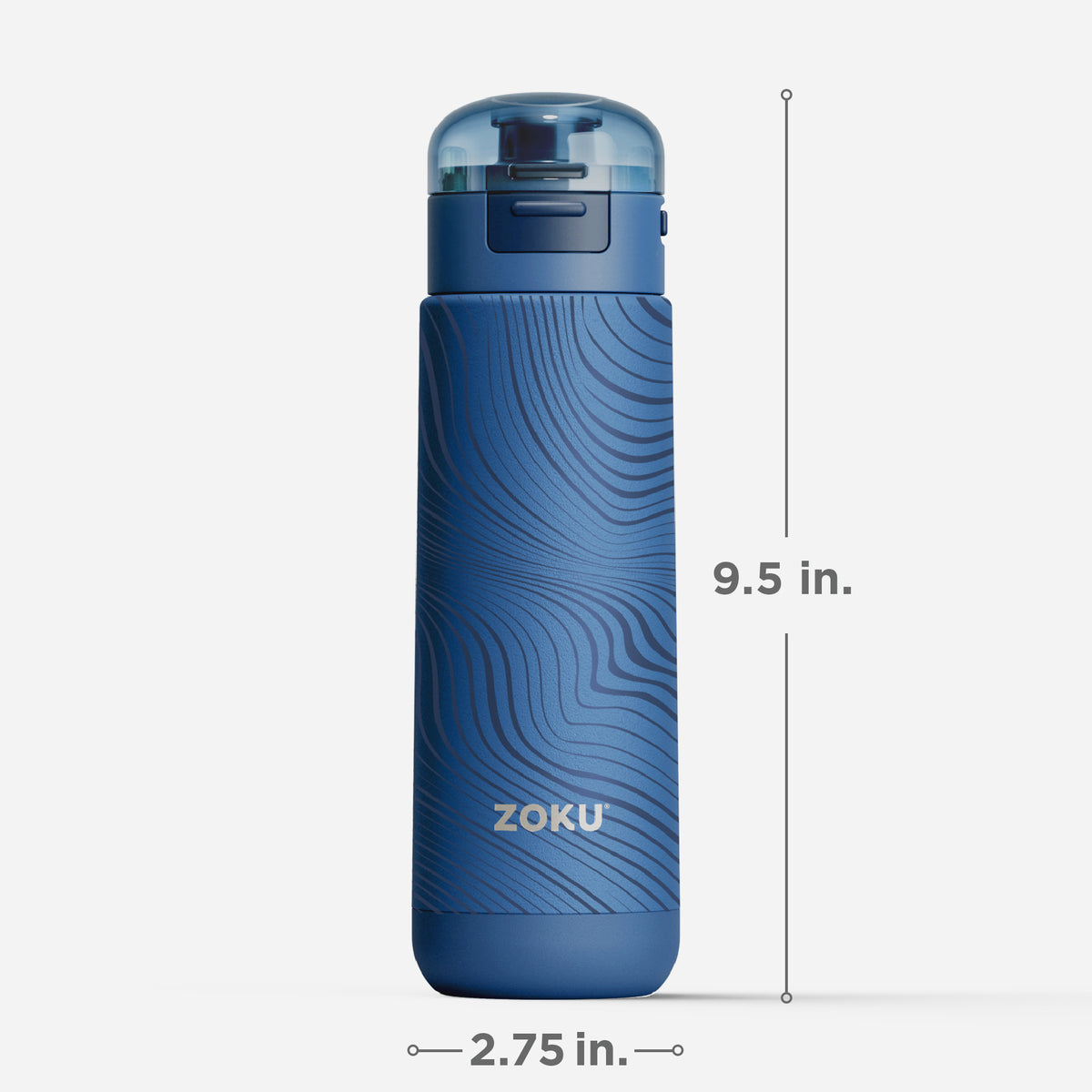 18oz Stainless Steel Sports Bottle - Blue Wavy