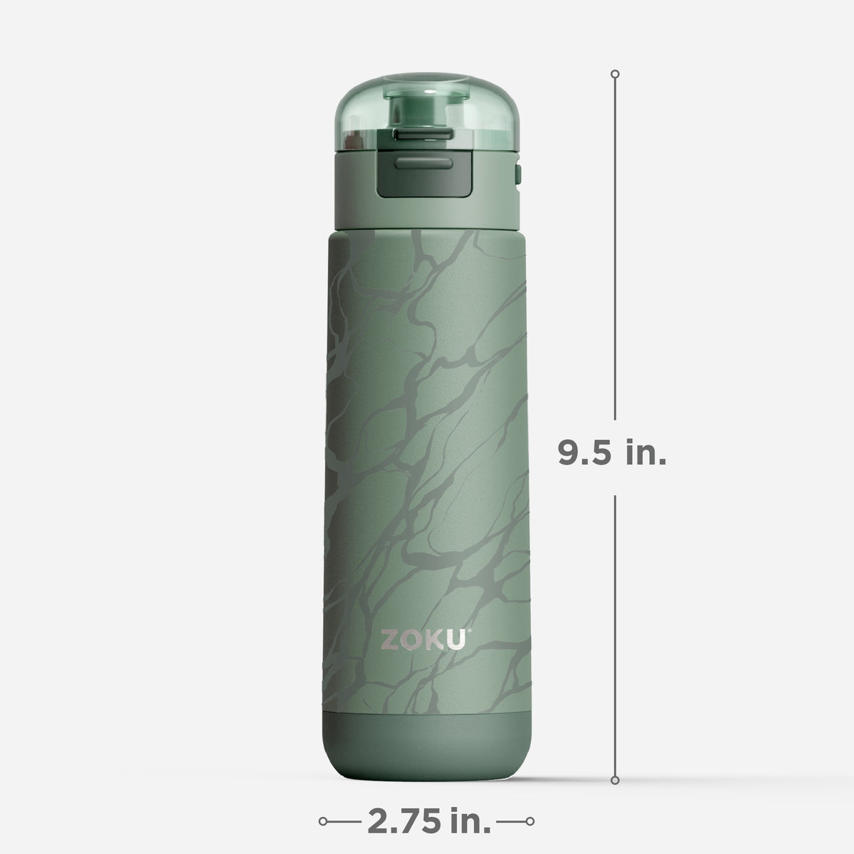 18oz Stainless Steel Sports Bottle - Green Marble