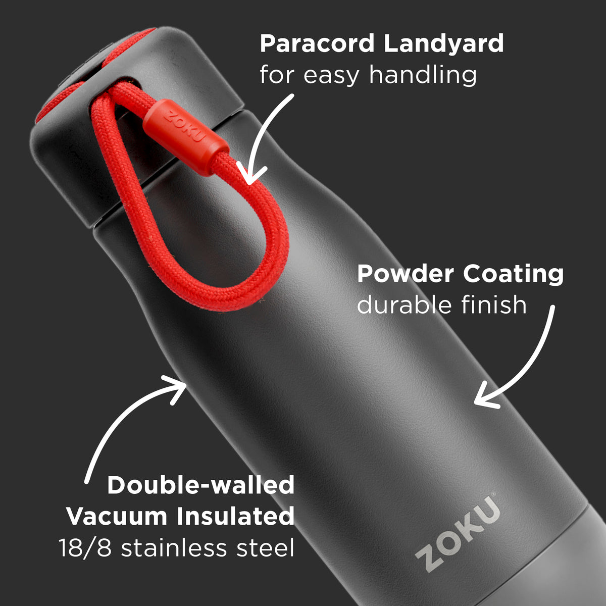 black stainless steel bottle features