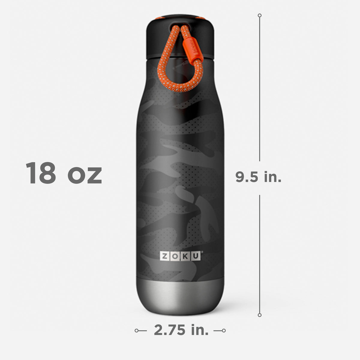 18oz Stainless Steel Bottle - Black Camo