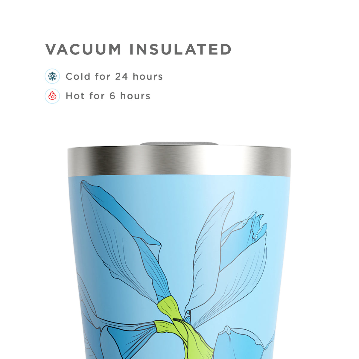 12oz Stainless Steel 3-in-1 Tumbler - Sky Lily Vacuum Insulated