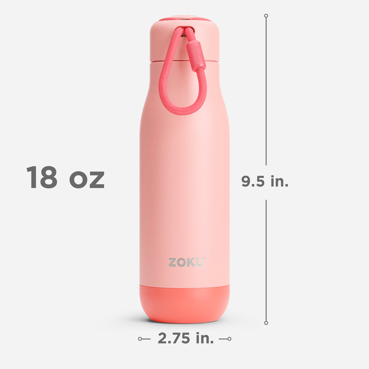 18oz Stainless Steel Bottle - Coral