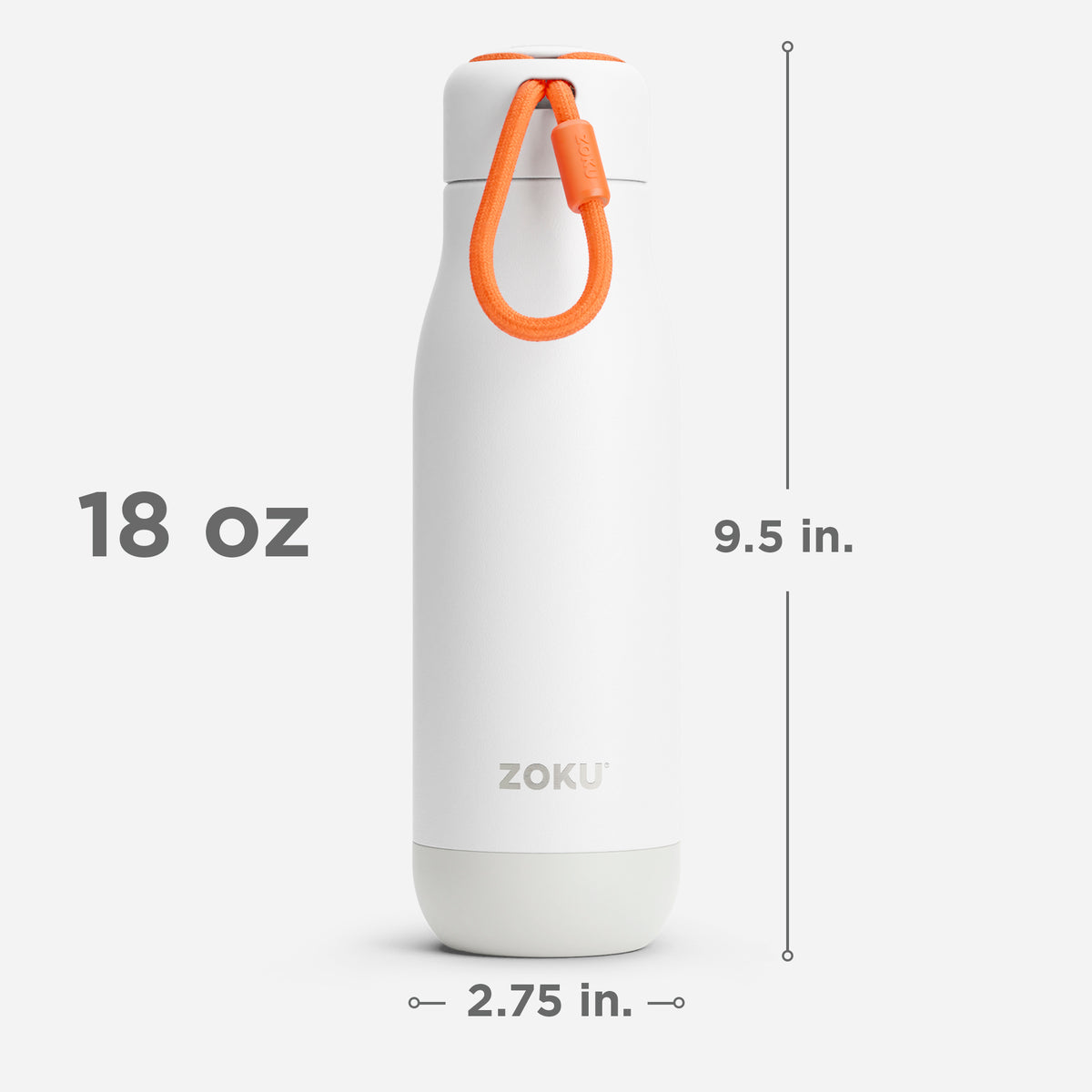 18oz Stainless Steel Bottle - White