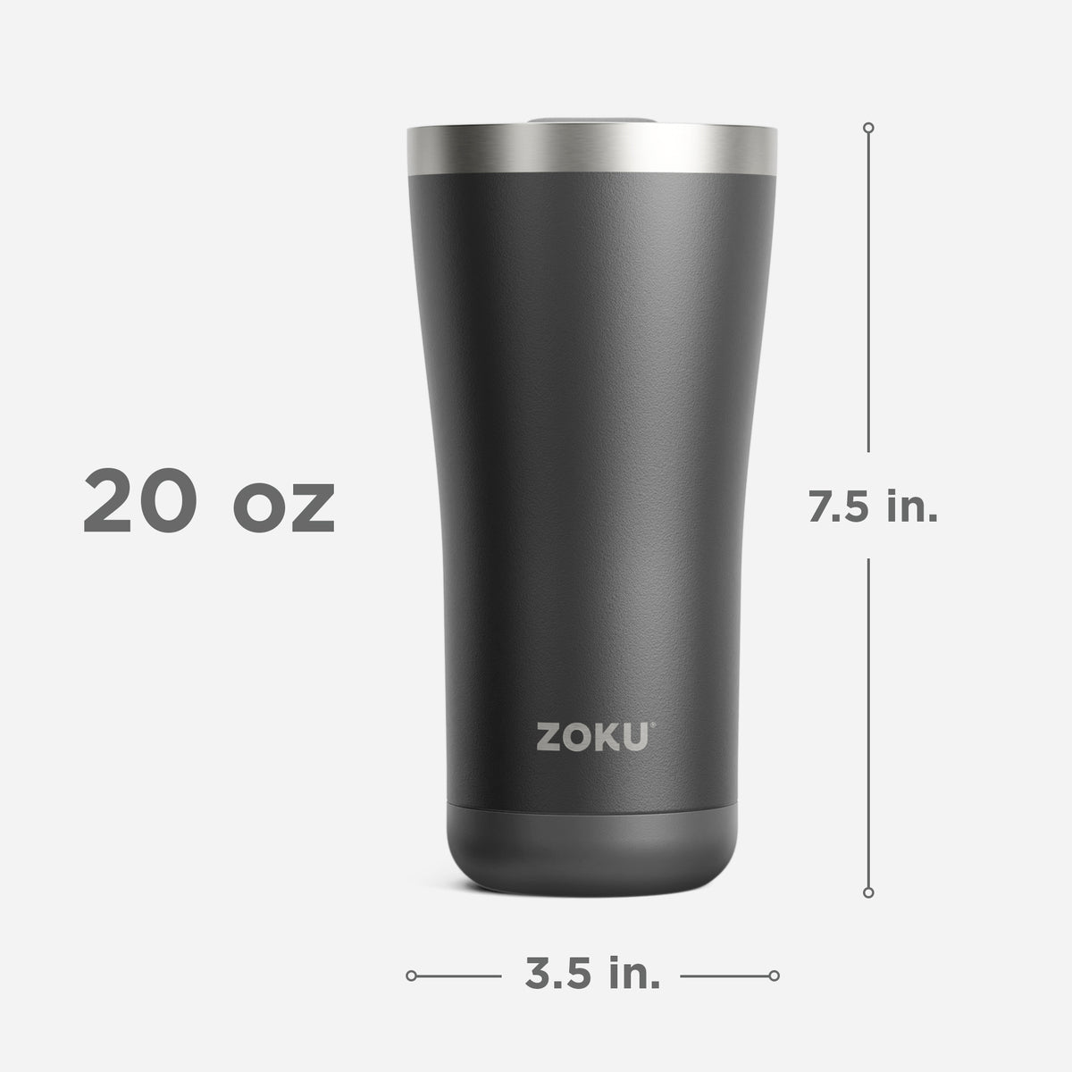 20oz Stainless Steel 3-in-1 Tumbler - Black size