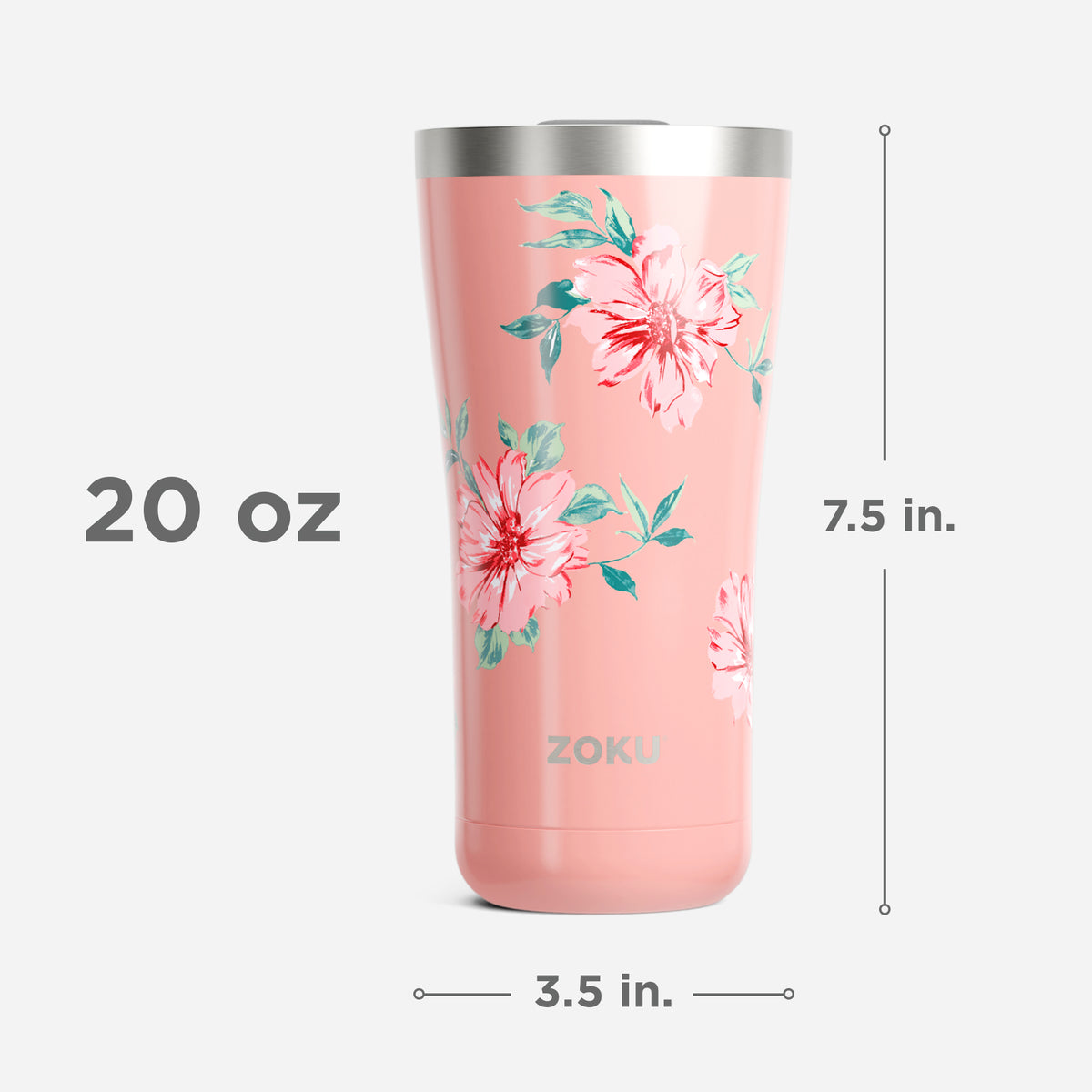 20oz Stainless Steel 3-in-1 Tumbler - Rose Petal Pink Size