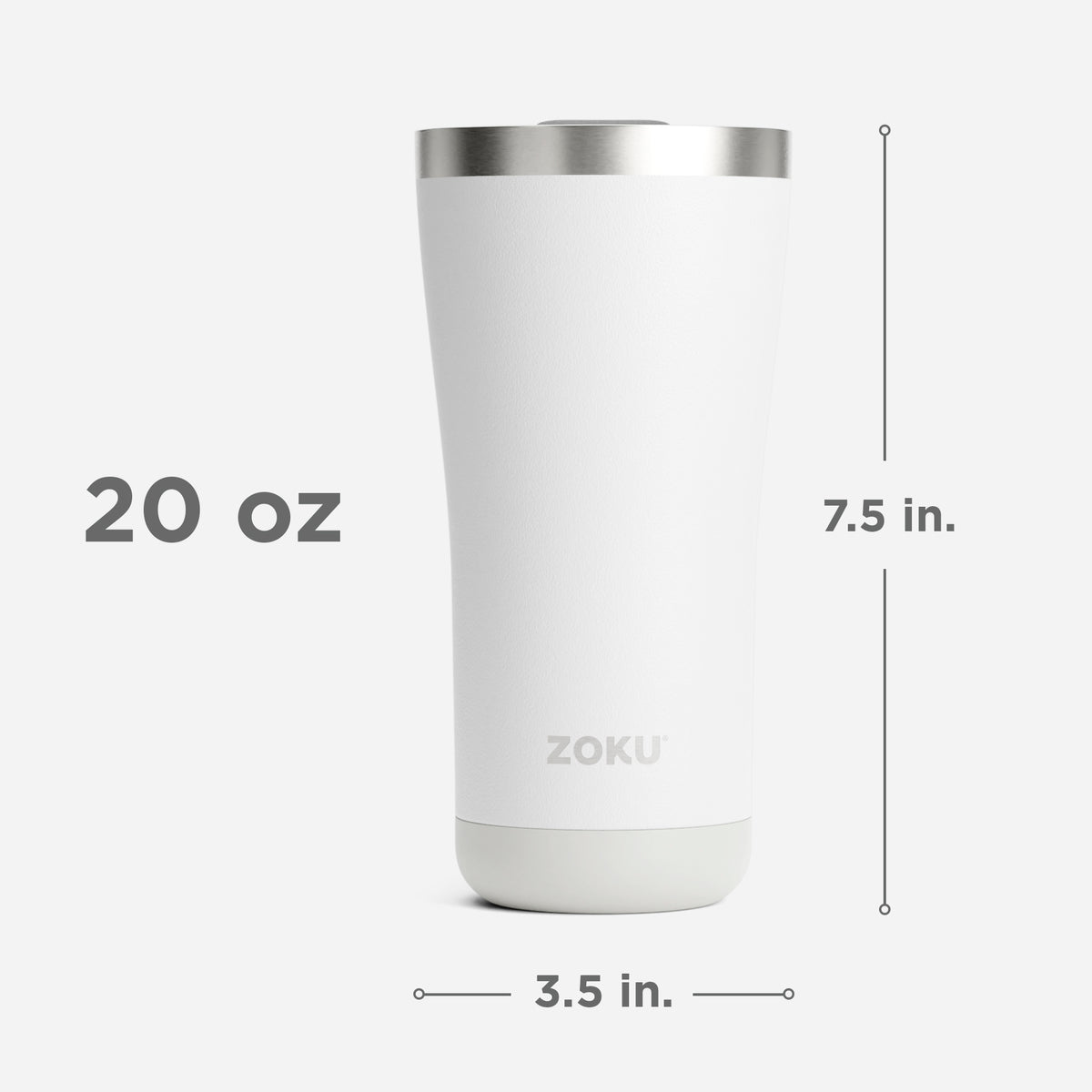 20oz Stainless Steel 3-in-1 Tumbler - White