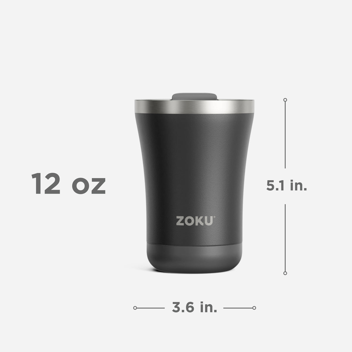 12oz Stainless Steel 3-in-1 Tumbler Black Size