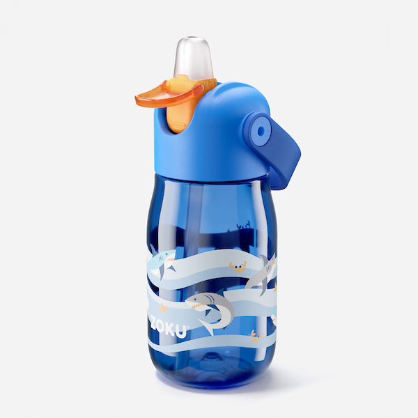 Kids Flip Straw Bottle - Zoku Teal Dino