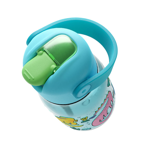 Kids Flip Straw Bottle - Zoku Teal Dino