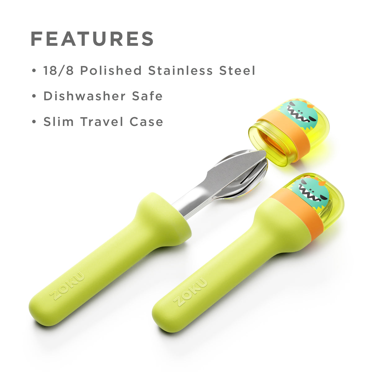 dino kids pocket utensil set