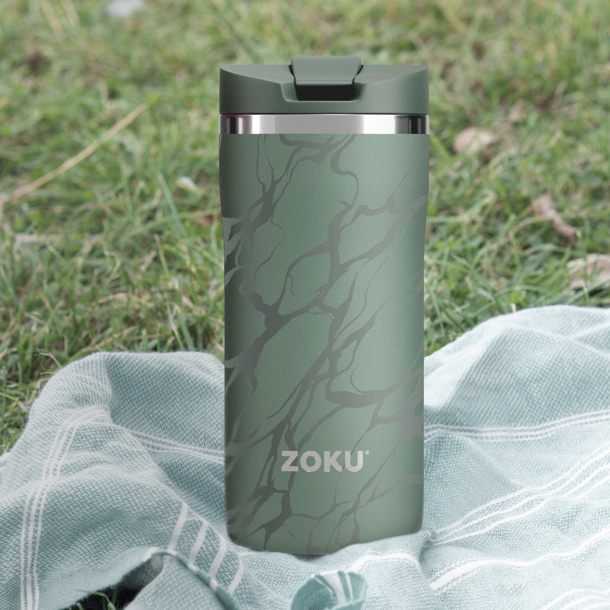 12oz Stainless Steel Travel Mug - Green Marble