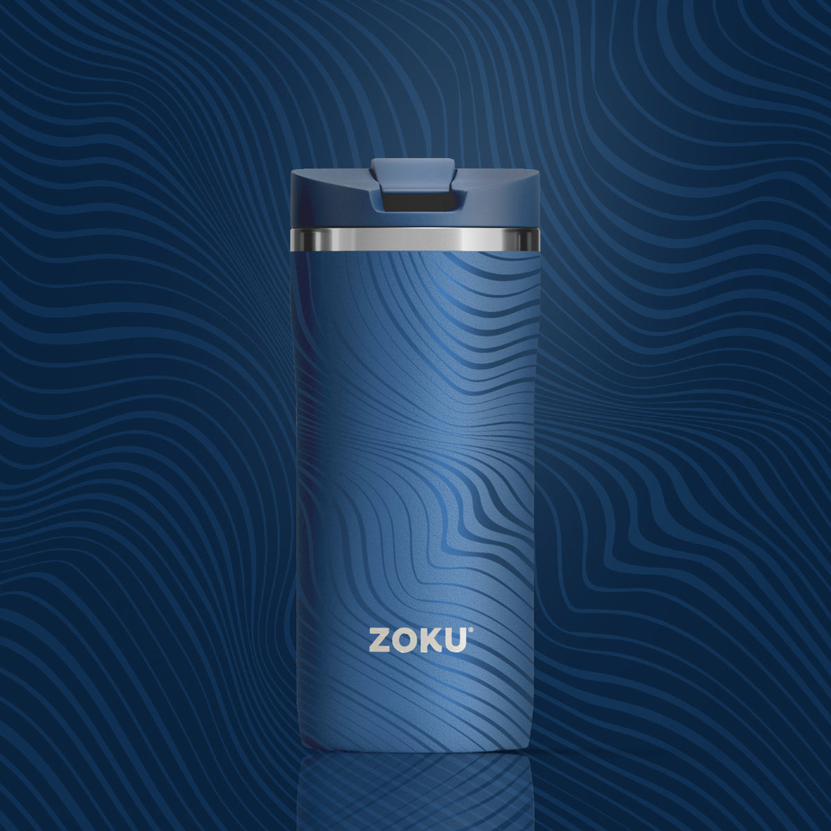 12oz Stainless Steel Travel Mug - Blue Wavy