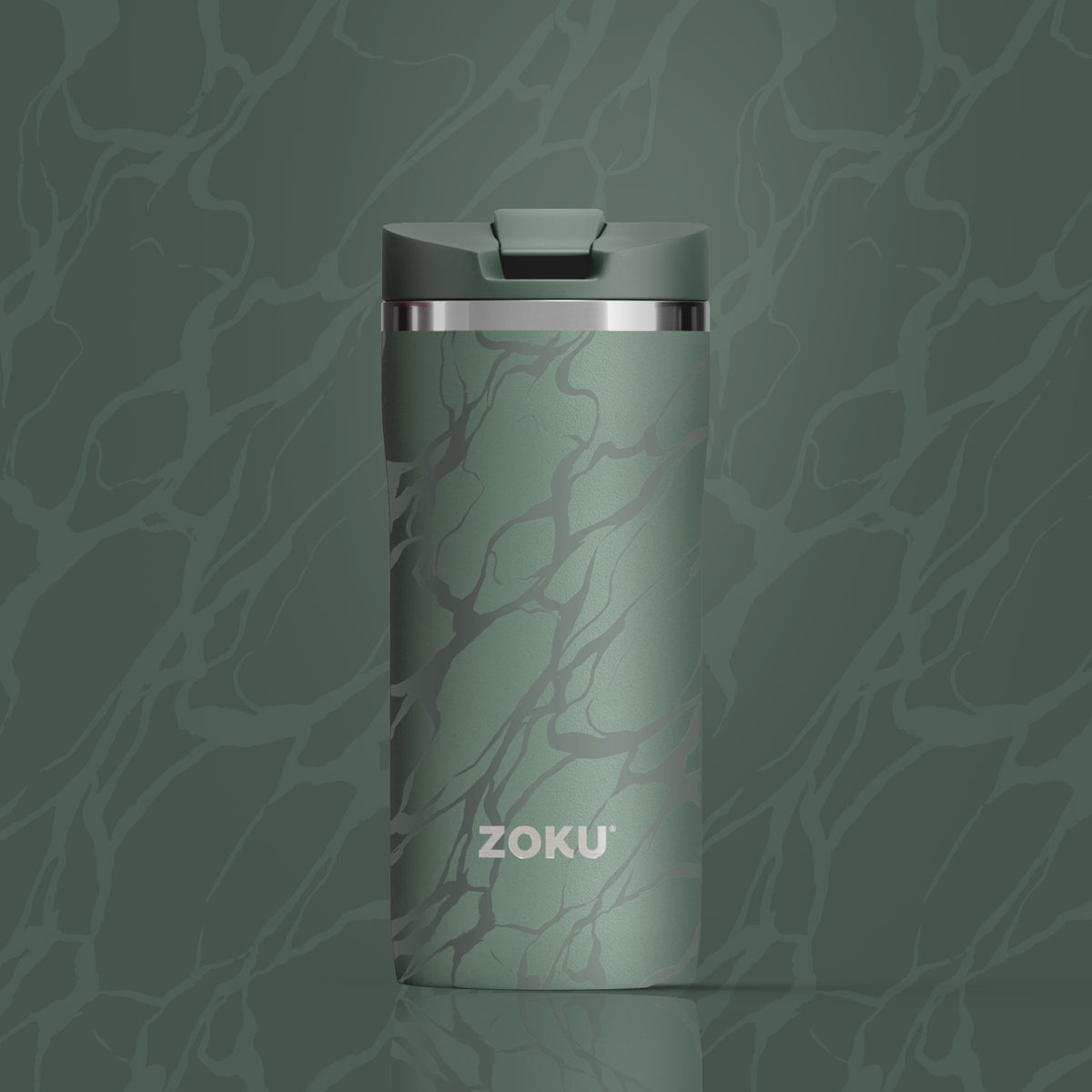 12oz Stainless Steel Travel Mug - Green Marble