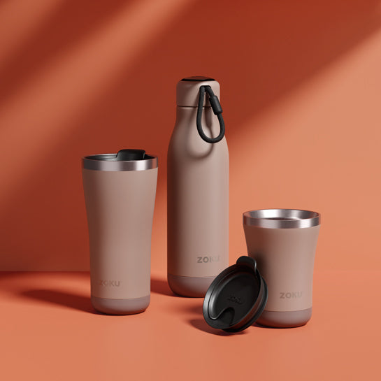 Zoku 12oz 3-in-1 Stainless Steel Tumbler Powder Coated Coral