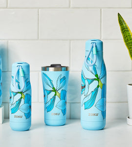 18oz Sky Lily Floral Stainless Bottle