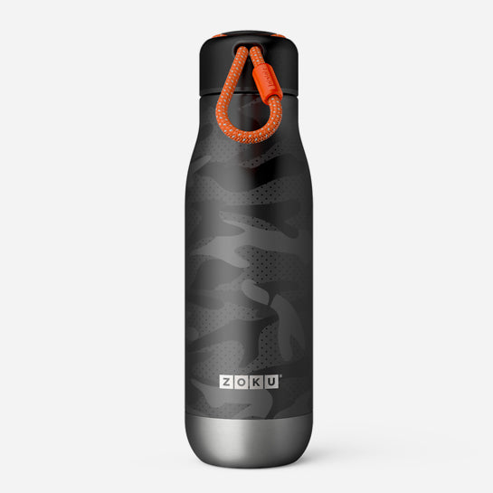 18oz Stainless Steel Black Camo Bottle - Zoku