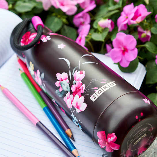 18oz Stainless Steel Midnight Floral Bottle - Zoku