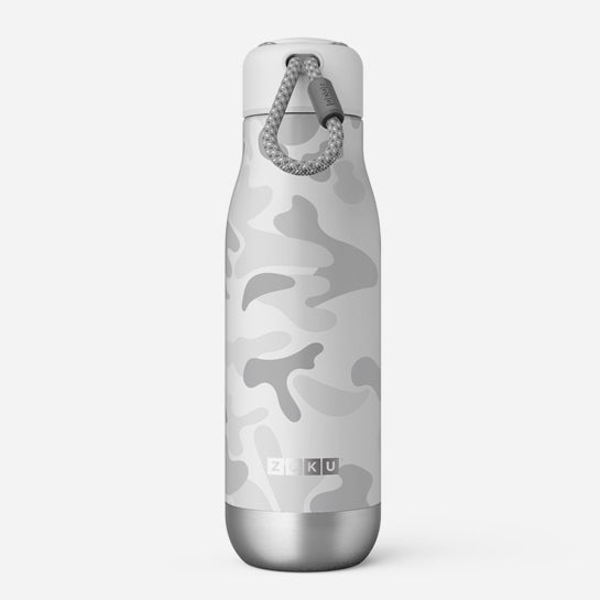 18oz Stainless Steel White Camo Bottle - Zoku