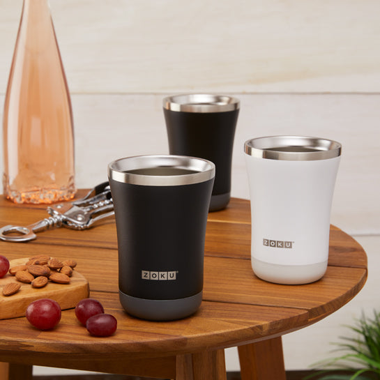 Zoku 12oz 3-in-1 Stainless Steel Tumbler Powder Coated Ash