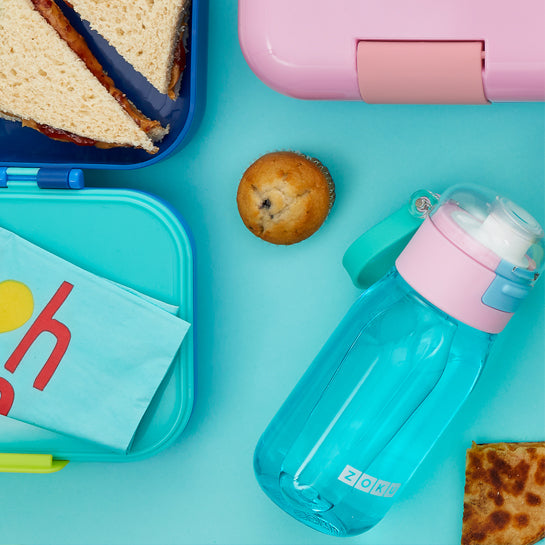 Kids Flip Straw Bottle - Zoku Teal Dino